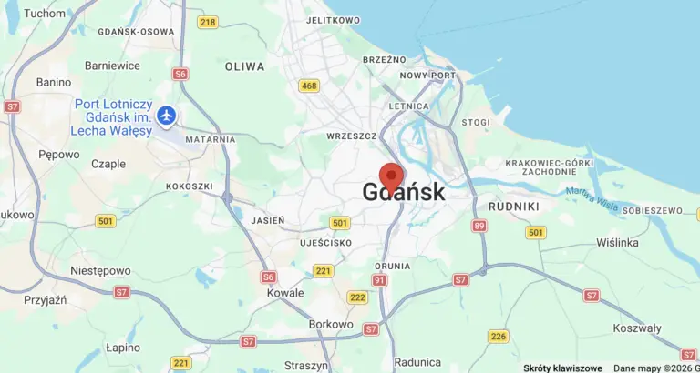 Mapa dojazdu do Parkingu Królewskiego w Gdańsku